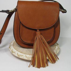 Vieta Vegan Leather Crossbody Bag with Tassel NWOT Brown